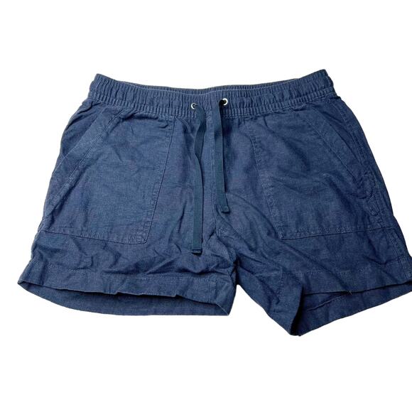 Nautica Blue Linen Coastal Shorts Elastic Waistband Stretch Size Small - Picture 1 of 9